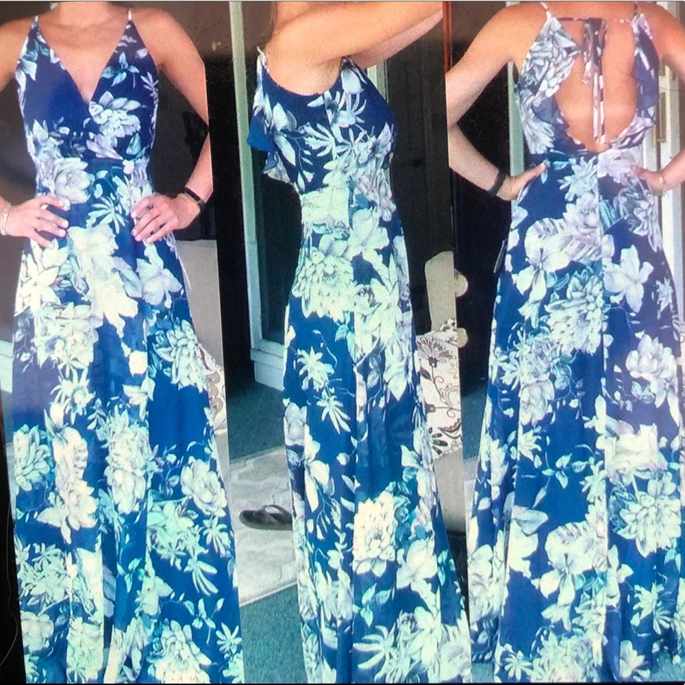 “Something just like this” Navy Blue Floral Dress